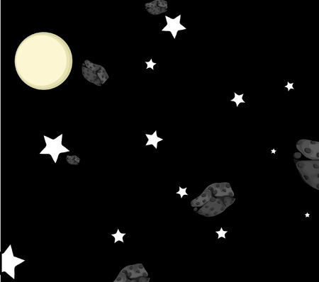 Asteroids in Moon Light Backgroundのイラスト素材