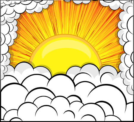 Abstract Retro Sunburst Clouds Backgroundのイラスト素材