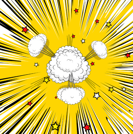 Retro Clouds Stars Sunburst Backgroundのイラスト素材