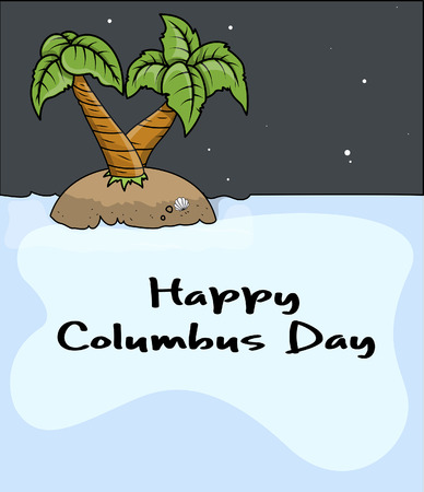 Happy Columbus Day Beach Tree Vector Graphicのイラスト素材