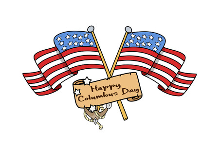 Columbus Day Flags Paper Bannerのイラスト素材