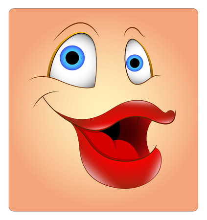 Laughing Funny Female Face Expression Box Smileyのイラスト素材