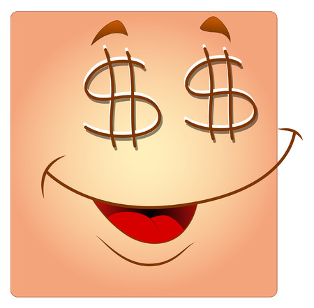 Dollar Eyes Happy Box Smileyのイラスト素材