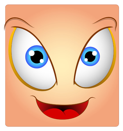 Happy Box Smiley Female Cartoon Face Expressionのイラスト素材