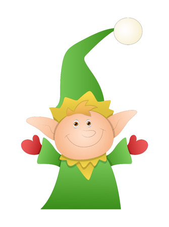 Cute Happy Cartoon Elf Characterのイラスト素材