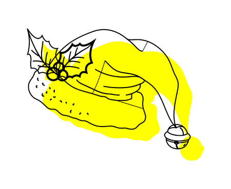 Santa Cap with Holy Leaf Clipartのイラスト素材