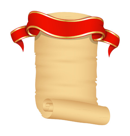 Parchment Scroll with Ribbon Bannerのイラスト素材