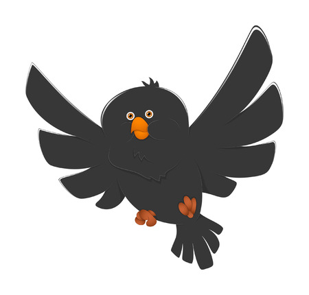 Black Cartoon Bird Flyingのイラスト素材
