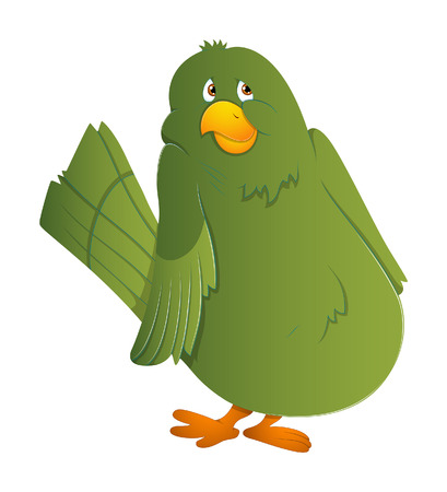 Cute Green Scared Birdのイラスト素材