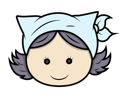 Cute Cartoon Kid Girl Faceのイラスト素材