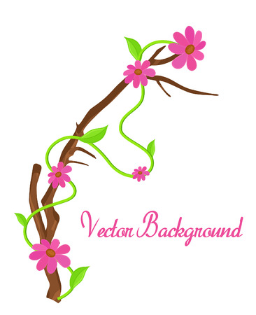 Pink Flowers Greeting Templateのイラスト素材