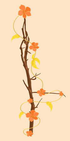 Colorful Flowers Leaves Branchのイラスト素材