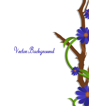 Purple Flowers Vector Branch Border Vectorのイラスト素材