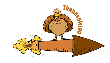Thanksgiving Turkey on Rocket Vectorのイラスト素材