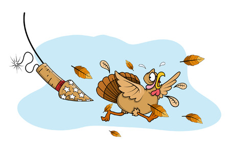 Rocket Behind Scared Turkey Birdのイラスト素材