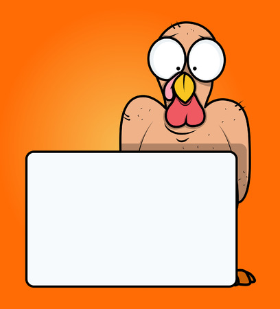 Funny Turkey Bird with Blank Bannerのイラスト素材