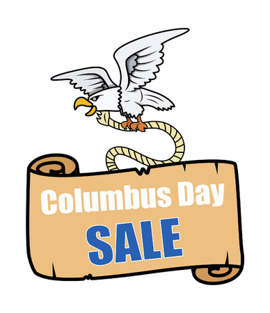 Eagle Flying with Columbus Day Paper Sale Bannerのイラスト素材