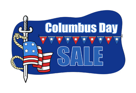 Columbus Day Sale Banner with Sword Flag Vectorのイラスト素材