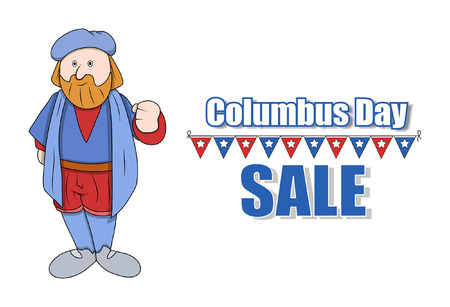 Cartoon Man Columbus Sale Banner Graphicのイラスト素材