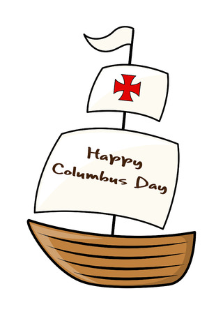 Happy Columbus Day Sailing Boatのイラスト素材