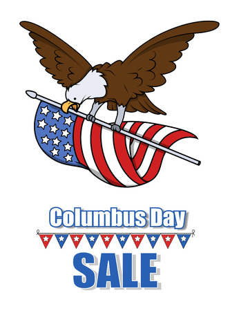 Eagle Bird Flying with USA Flag on Columbus Day Sale Bannerのイラスト素材