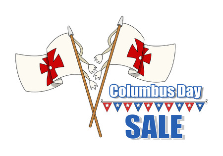 Columbus Day Flags Sale Bannerのイラスト素材