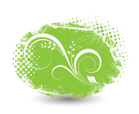 Grunge Halftone Floral Frameのイラスト素材