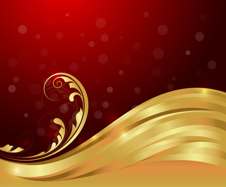 Golden Wave Flourish Backdropのイラスト素材