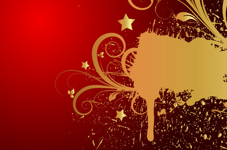 Golden Grunge Splash Flora Designのイラスト素材