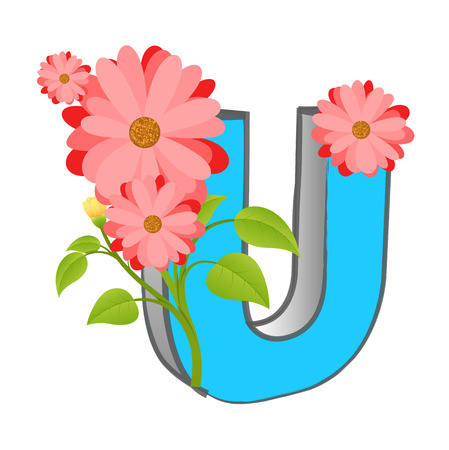 Vector U Alphabet with Flowerのイラスト素材