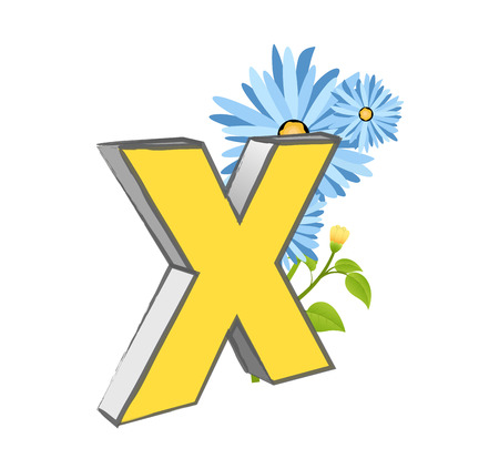 Vector X Alphabet with Flowerのイラスト素材