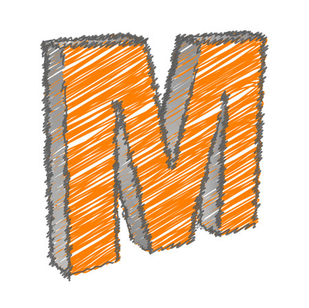 Scribble M Alphabet Vectorのイラスト素材
