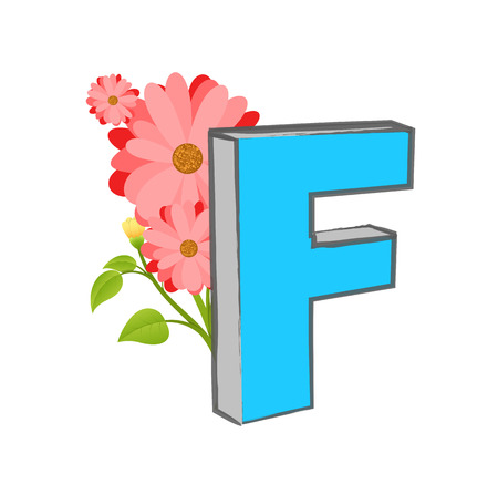 Vector F Alphabet with Flowerのイラスト素材