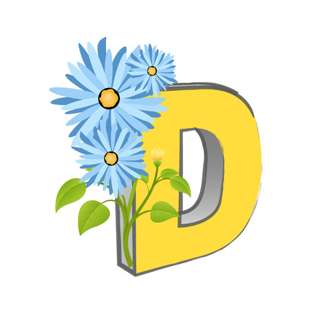 Vector D Alphabet with Flowerのイラスト素材