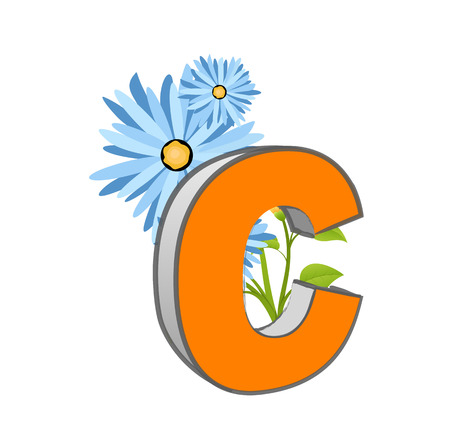 Vector C Alphabet with Flowerのイラスト素材