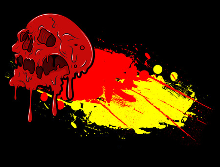 Creepy Halloween Skull Grunge Colored Bannerのイラスト素材