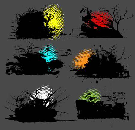 Grunge Halloween Bannersのイラスト素材