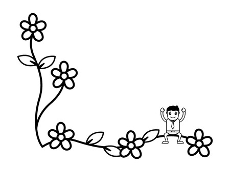 Man on Flora with Blank Spaceのイラスト素材