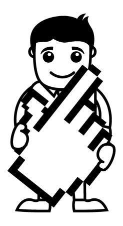 Business Cartoon Character Hold A Hand Pointerのイラスト素材