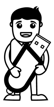Business Cartoon Character Holding A Pen Driveのイラスト素材