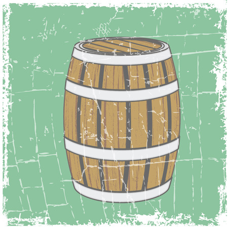Wooden Beer Barrel - Retro Grunge Backgroundのイラスト素材