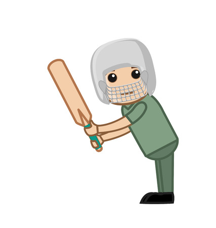 Cartoon Cricketer Playingのイラスト素材