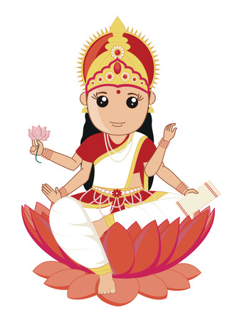 Indian Goddess of Education and Art - Saraswati Mataのイラスト素材