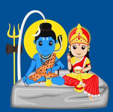 Shiva and Parvati - The Himalayan God and Goddessのイラスト素材