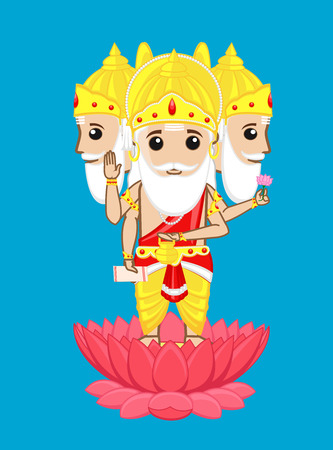 Hindu God Brahma - Cartoon Styleのイラスト素材
