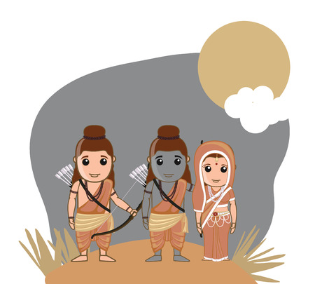 Lord Rama, Sita and Lakshman - Hindu Godのイラスト素材