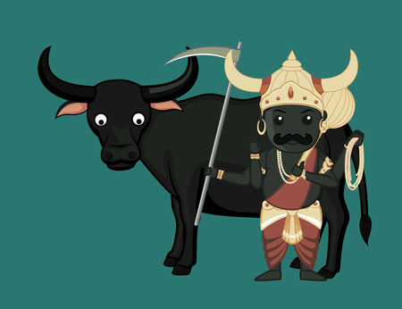 Yamraj with Buffaloのイラスト素材