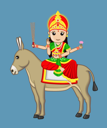 Sheetla Mata on Donkeyのイラスト素材