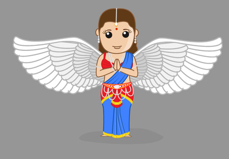 Traditional Indian Angel Prayingのイラスト素材