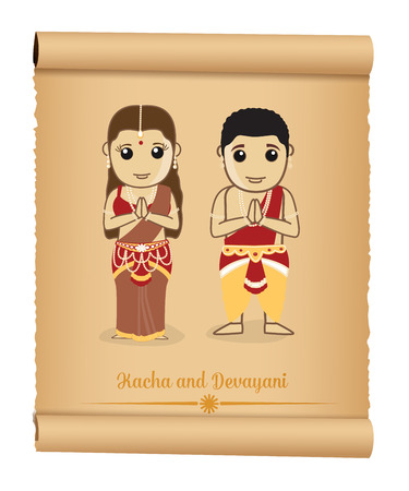 Kacha and Devayani - Mythological Cartoon Charactersのイラスト素材